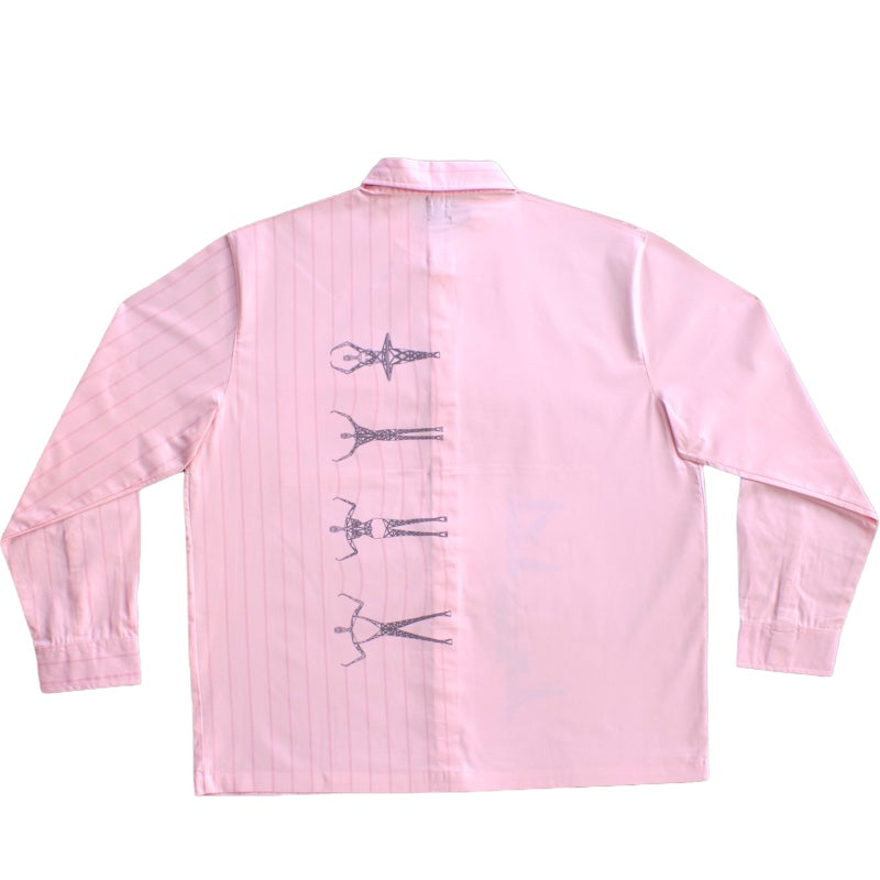 Pylon Shirt – Half-Stripe Pink Oversized Shirt – City Unlocked